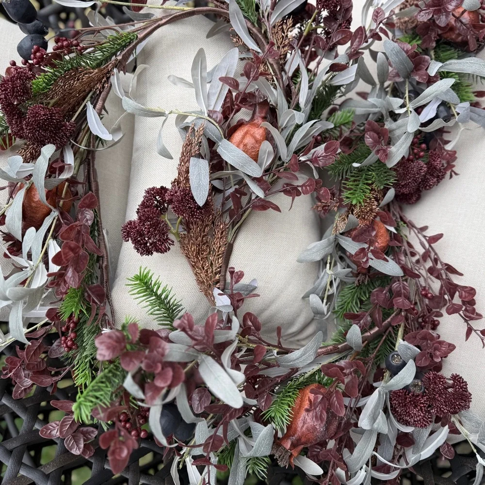 Frontgate Burgundy Pomegranate Garland - NWT